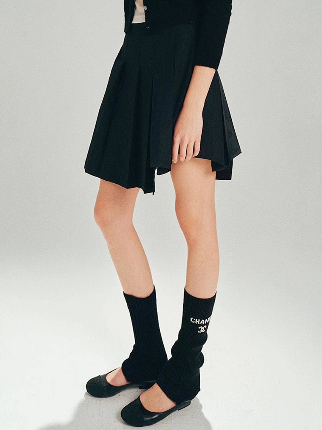 Asymmetrical Pleated Skirt in Wool Blend