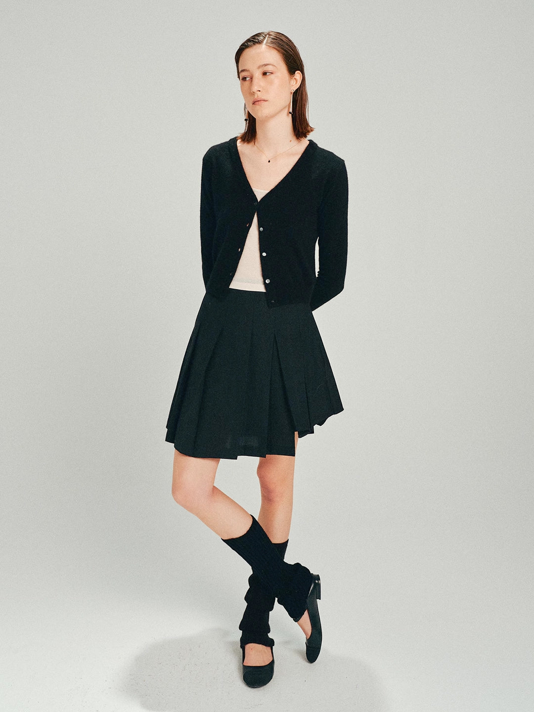 Asymmetrical Pleated Skirt in Wool Blend