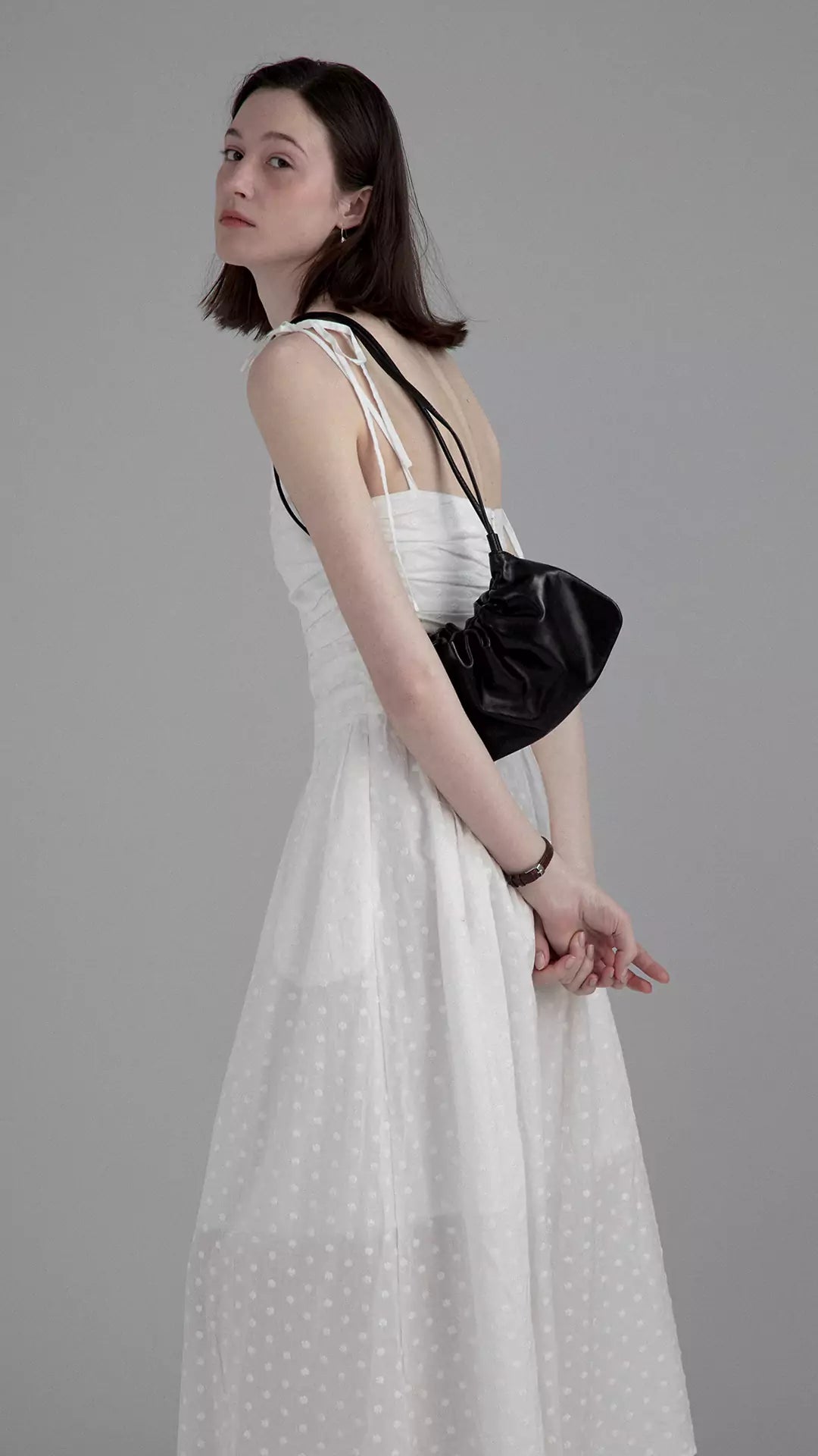 White Embroidered Backless Slip Midi Dress