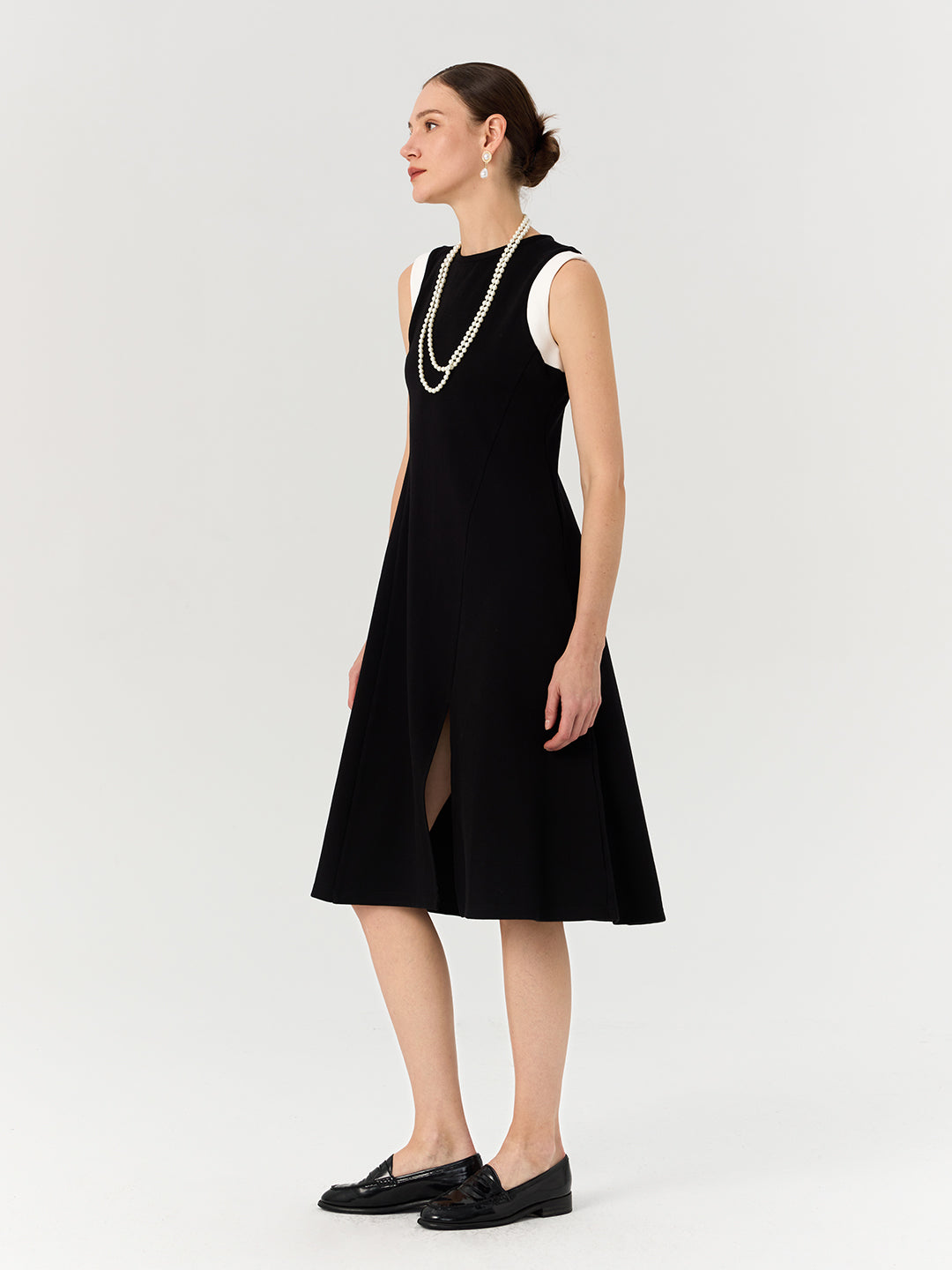 Contrast Panel Wrap Hem Knit Dress