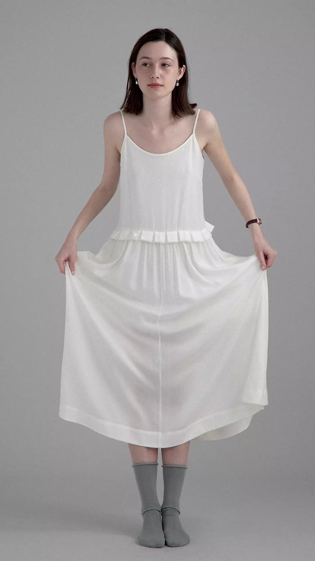 Minimalist Loose White Halter Dress