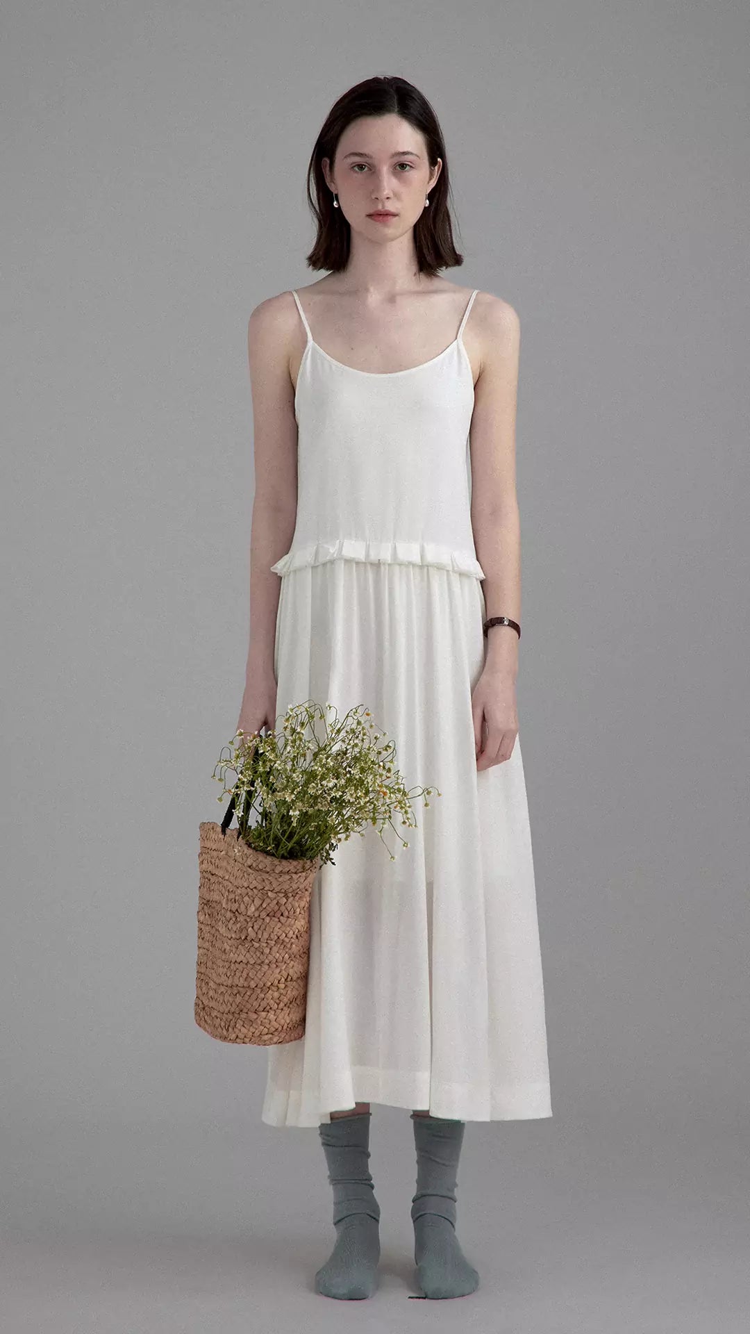 Minimalist Loose White Halter Dress