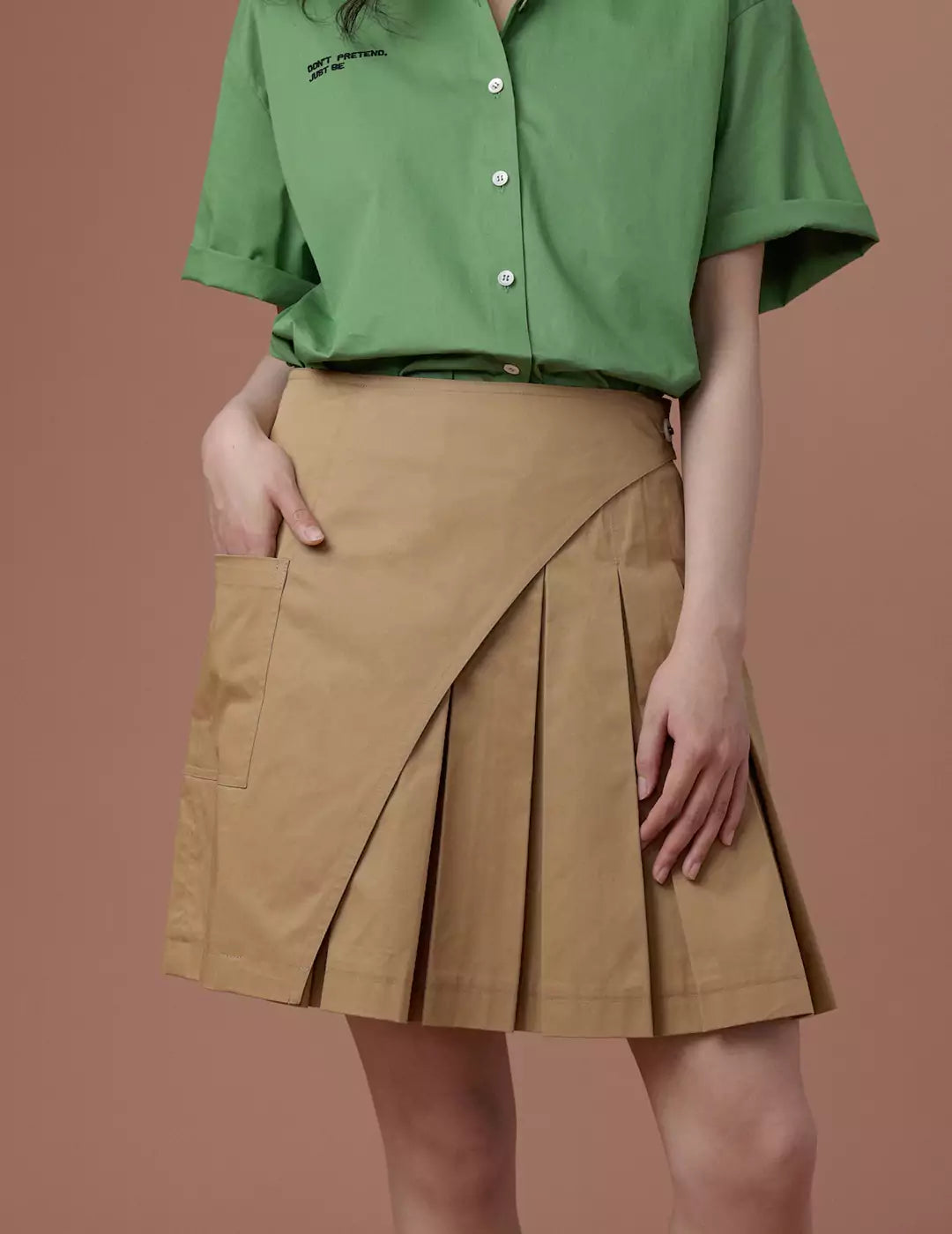 Pocket Pleated Mini Skirt