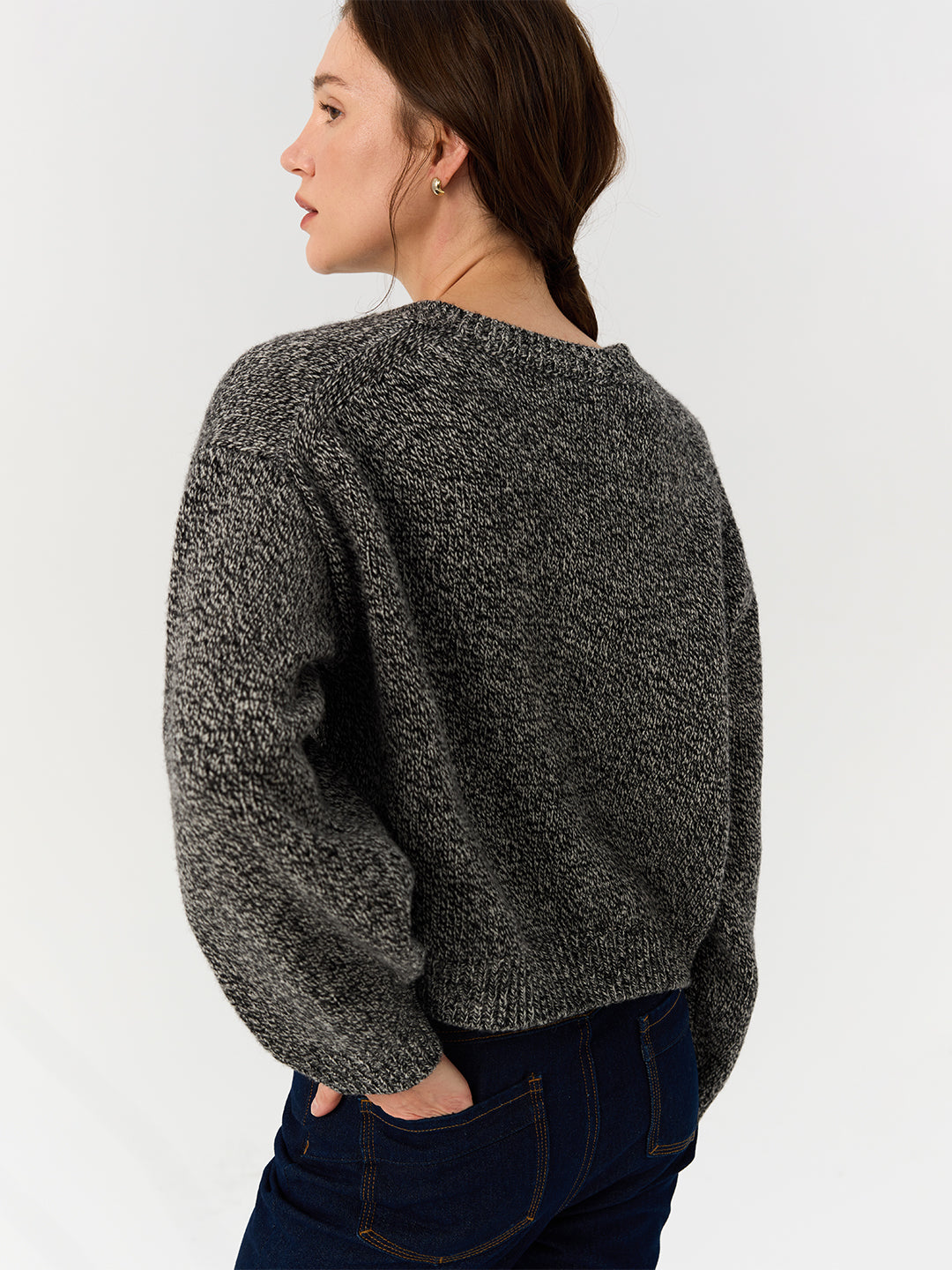 Soft Short-Length Round Neck Knit Cardigan