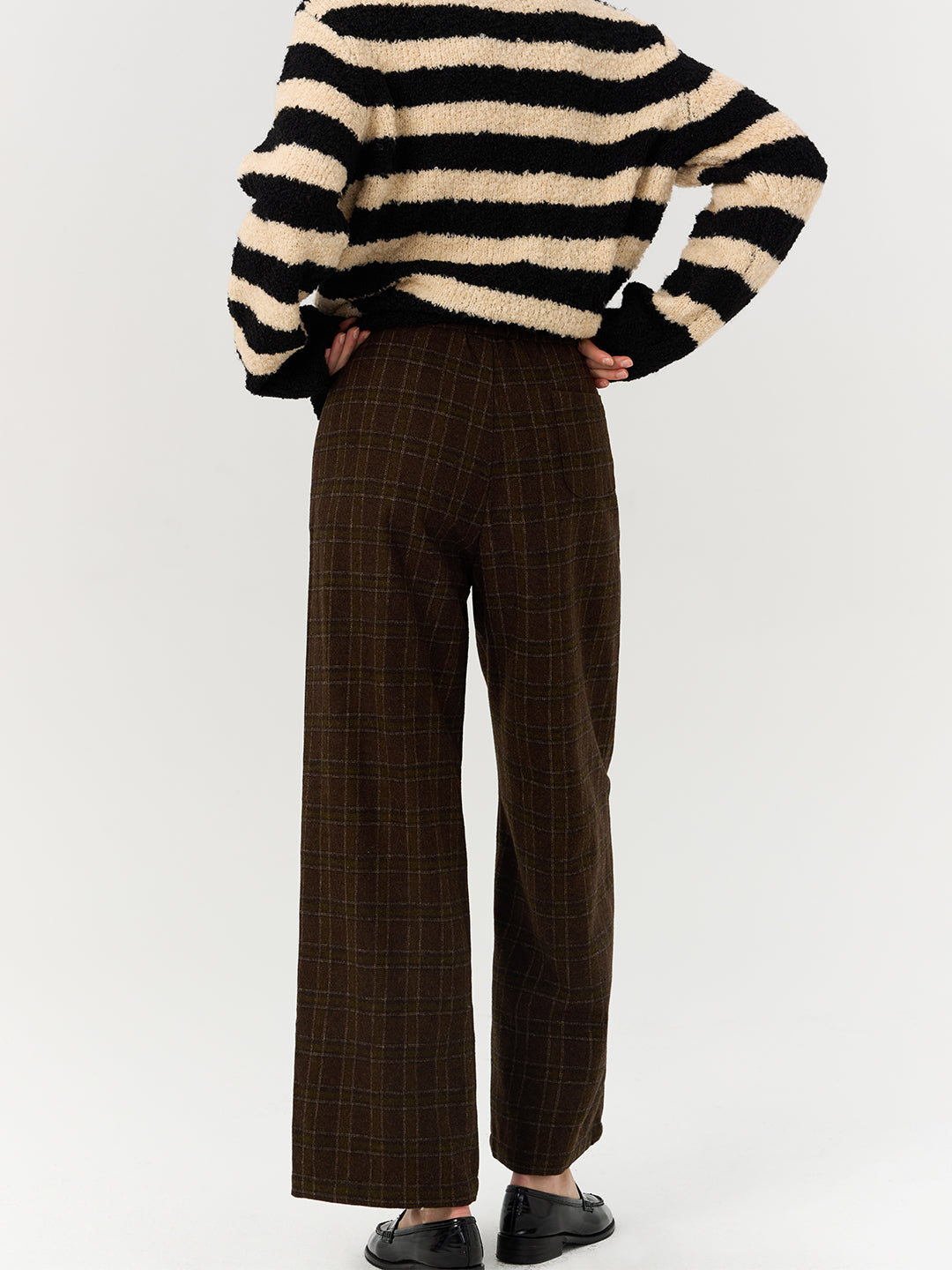 Wool Blend Tweed Relaxed Wide-Leg Pants