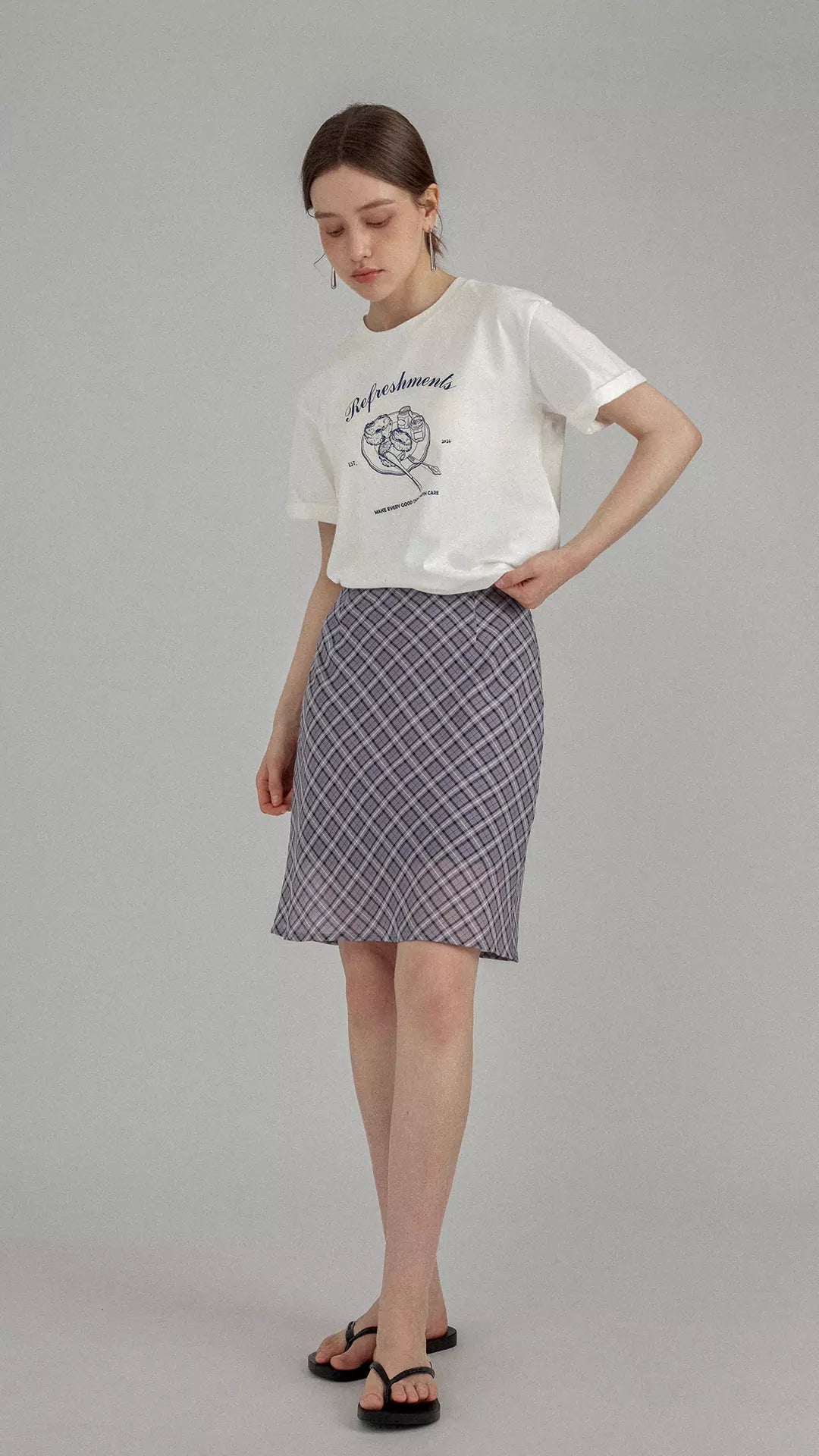 Vintage Silk Printed Plaid A-Line Mini Skirt