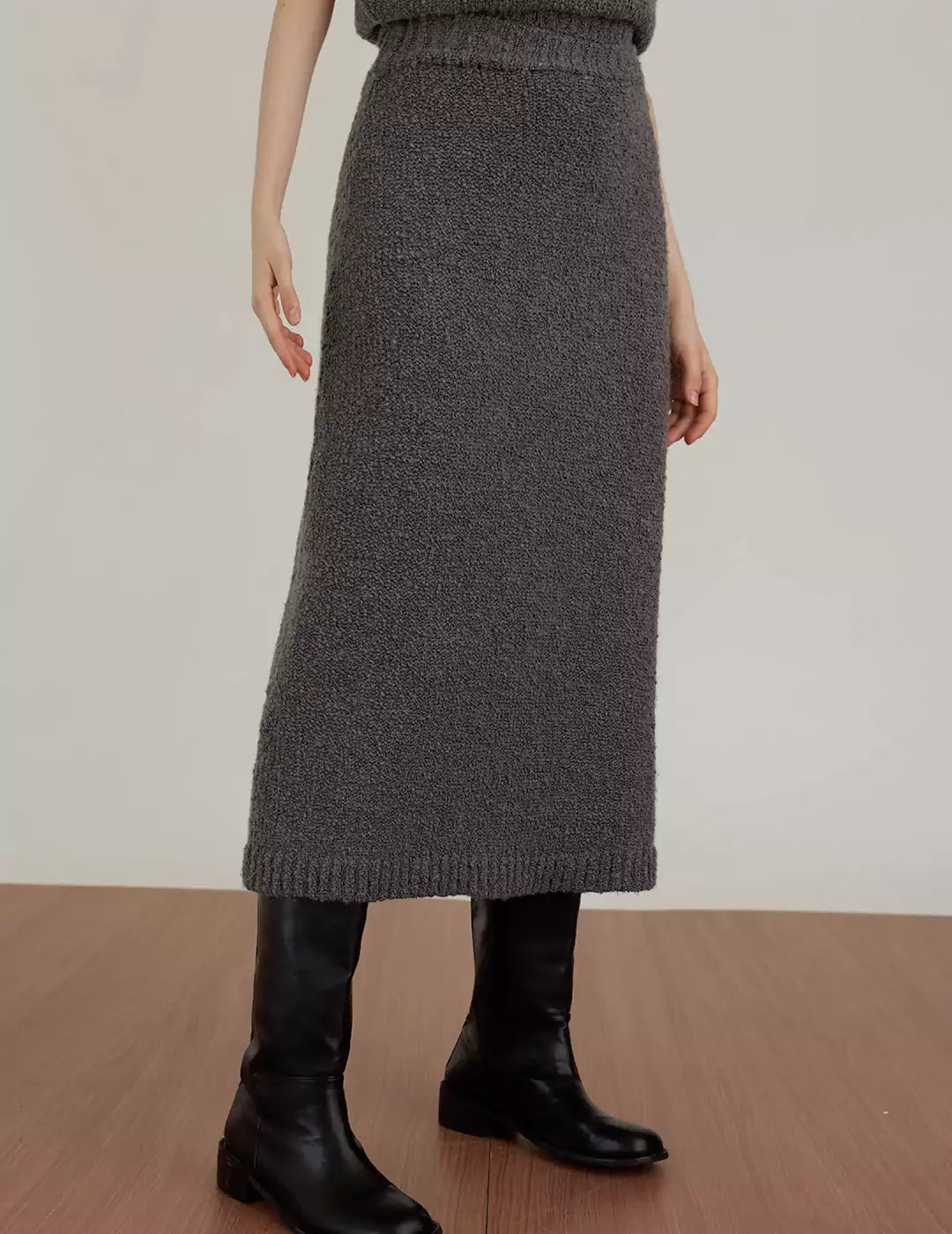 Rib-Knit A-Line Skirt