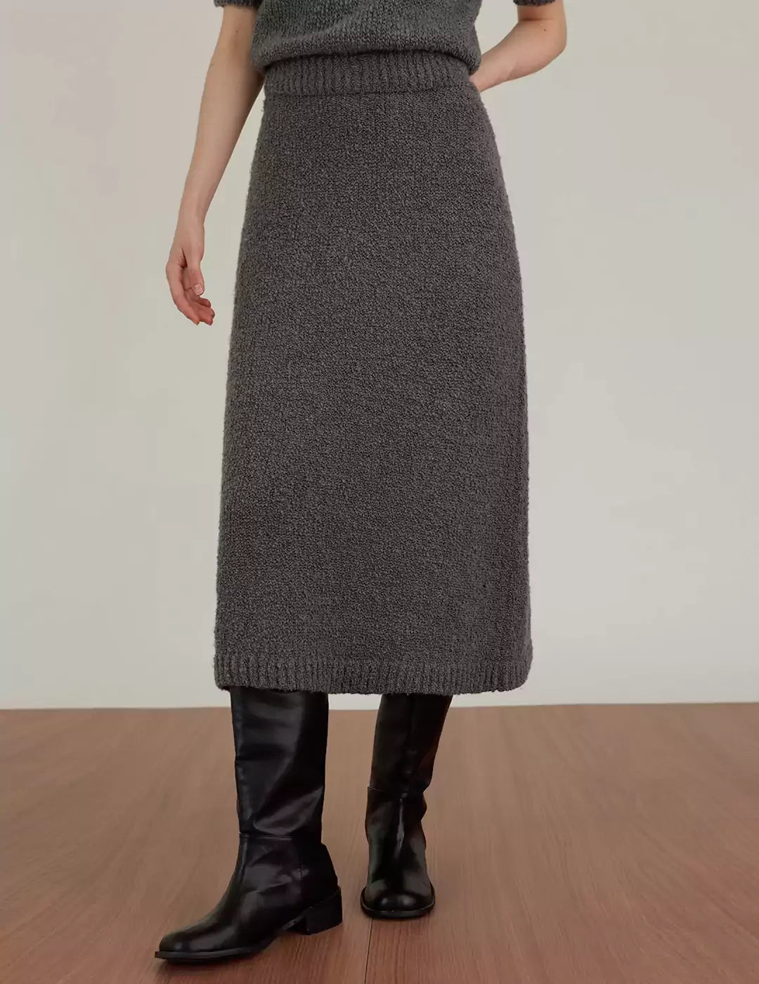 Rib-Knit A-Line Skirt