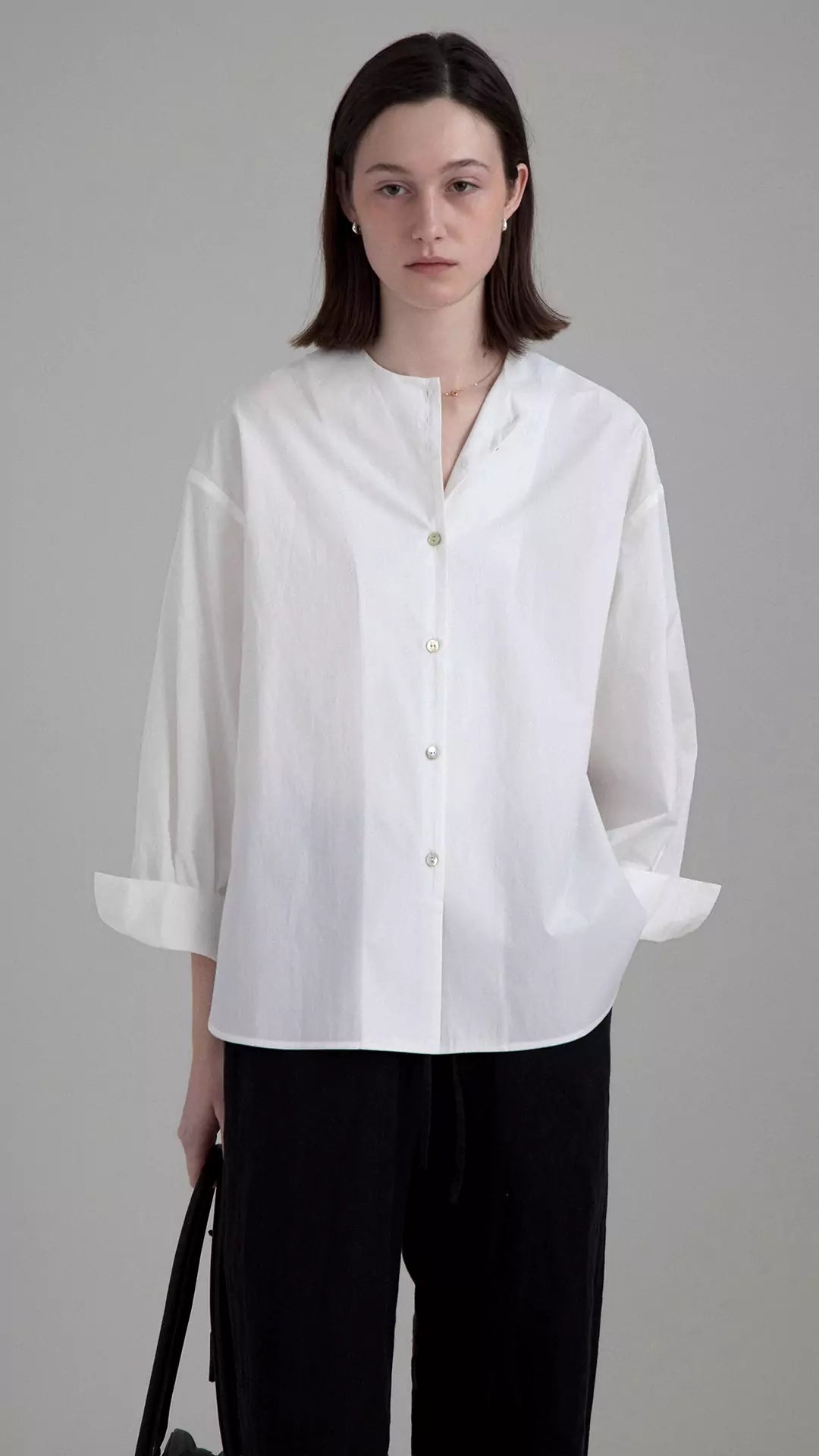 Asymmetrical Button Simple Versatile Long Sleeve Shirt