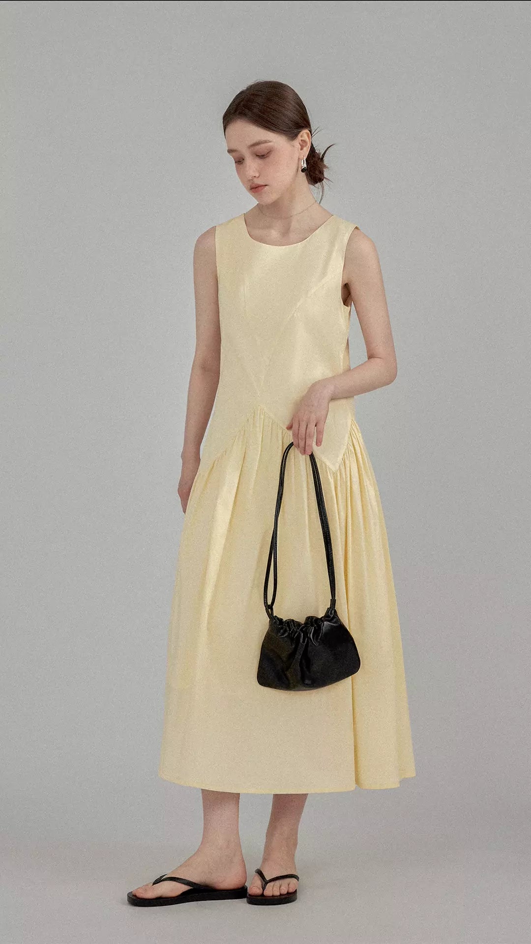 Asymmetrical Sleeveless A-Line Midi Dress