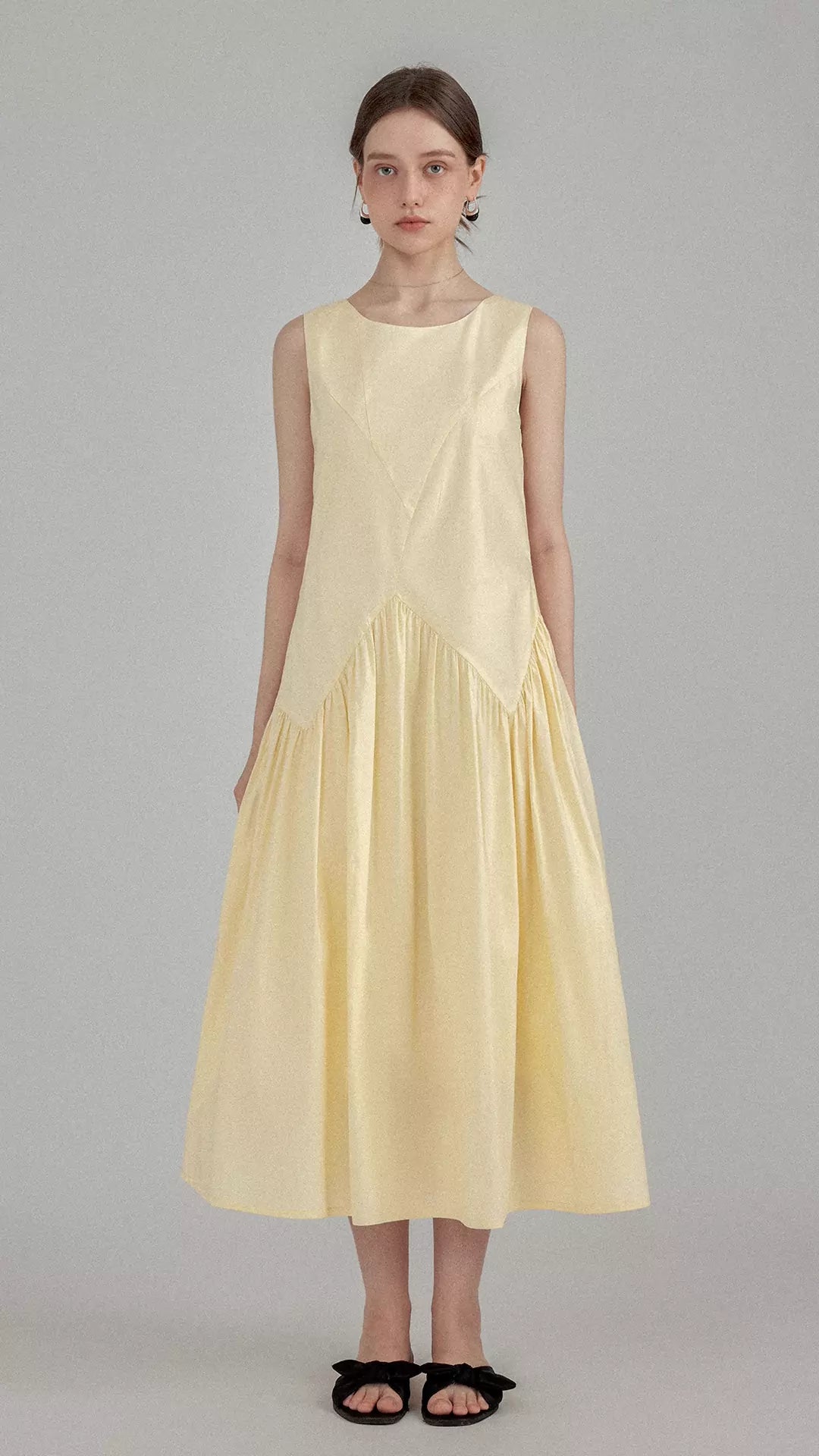 Asymmetrical Sleeveless A-Line Midi Dress