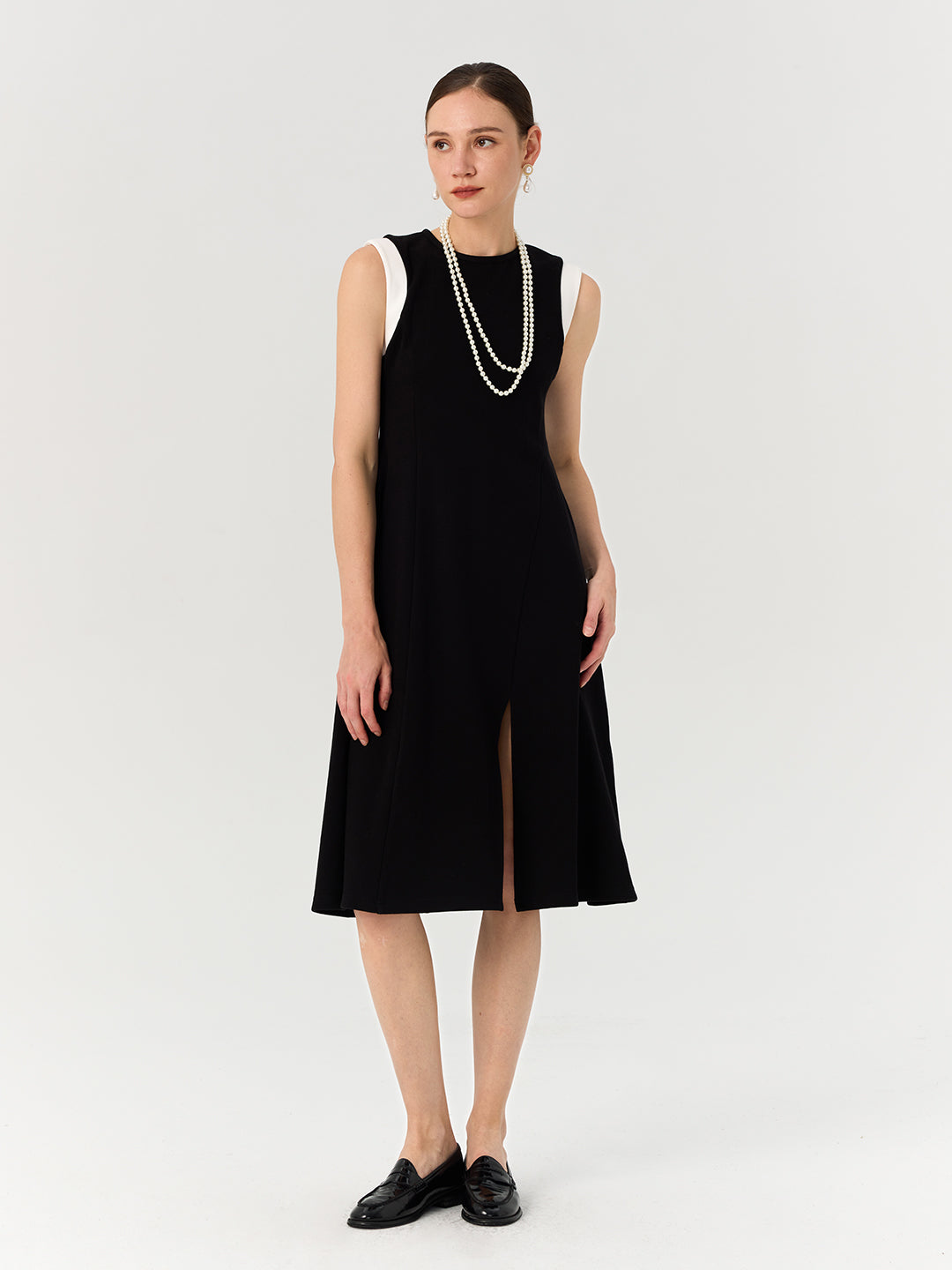 Contrast Panel Wrap Hem Knit Dress