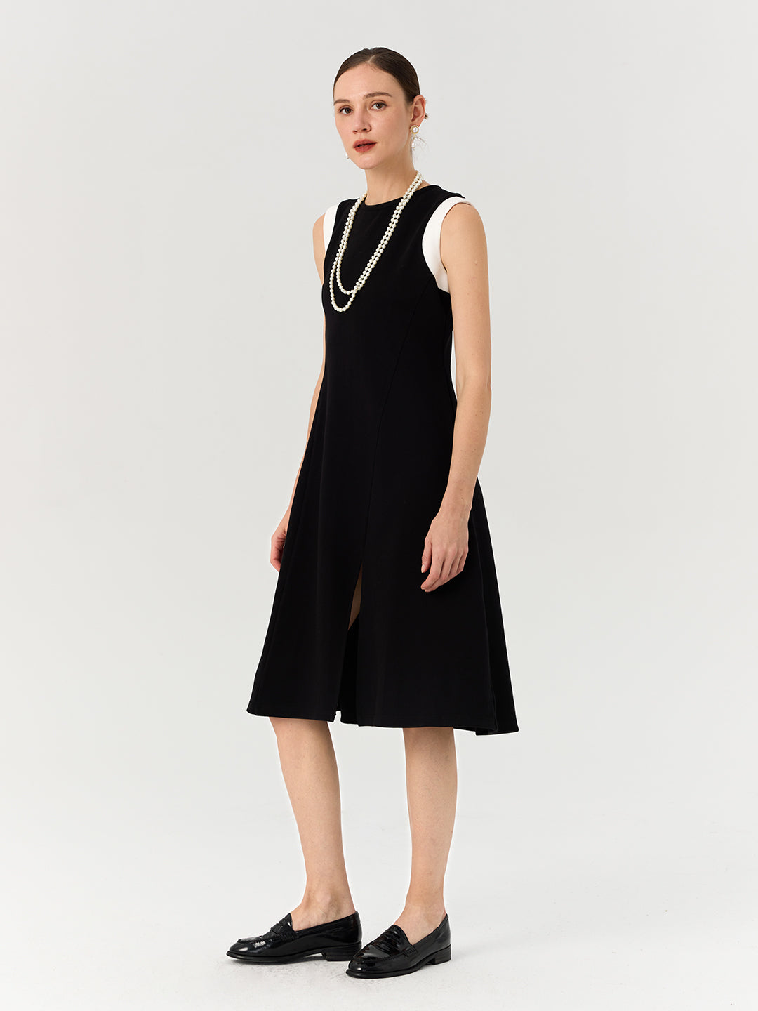 Contrast Panel Wrap Hem Knit Dress