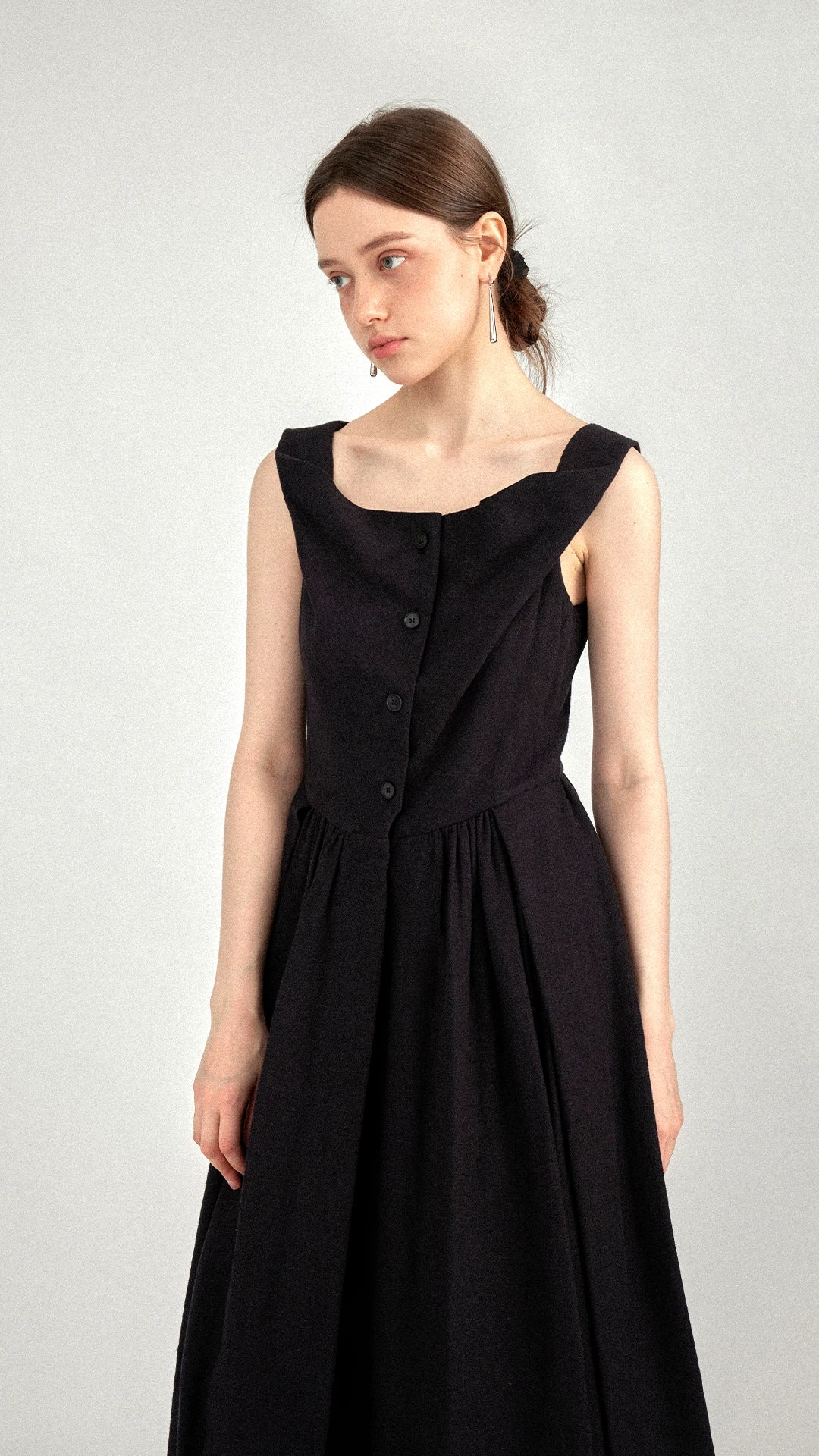 Audrey Hepburn Linen Blend Boat Neck Little Black Dress