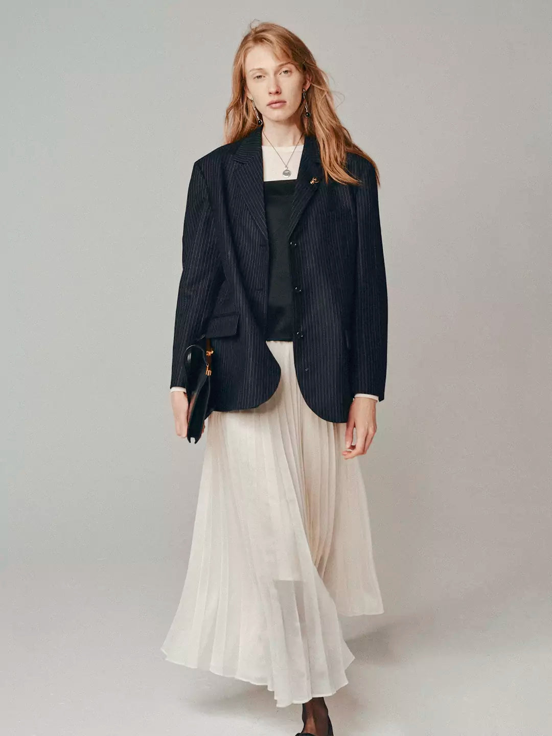 Elegant and Classic Pleated Flowing Midi Skirt