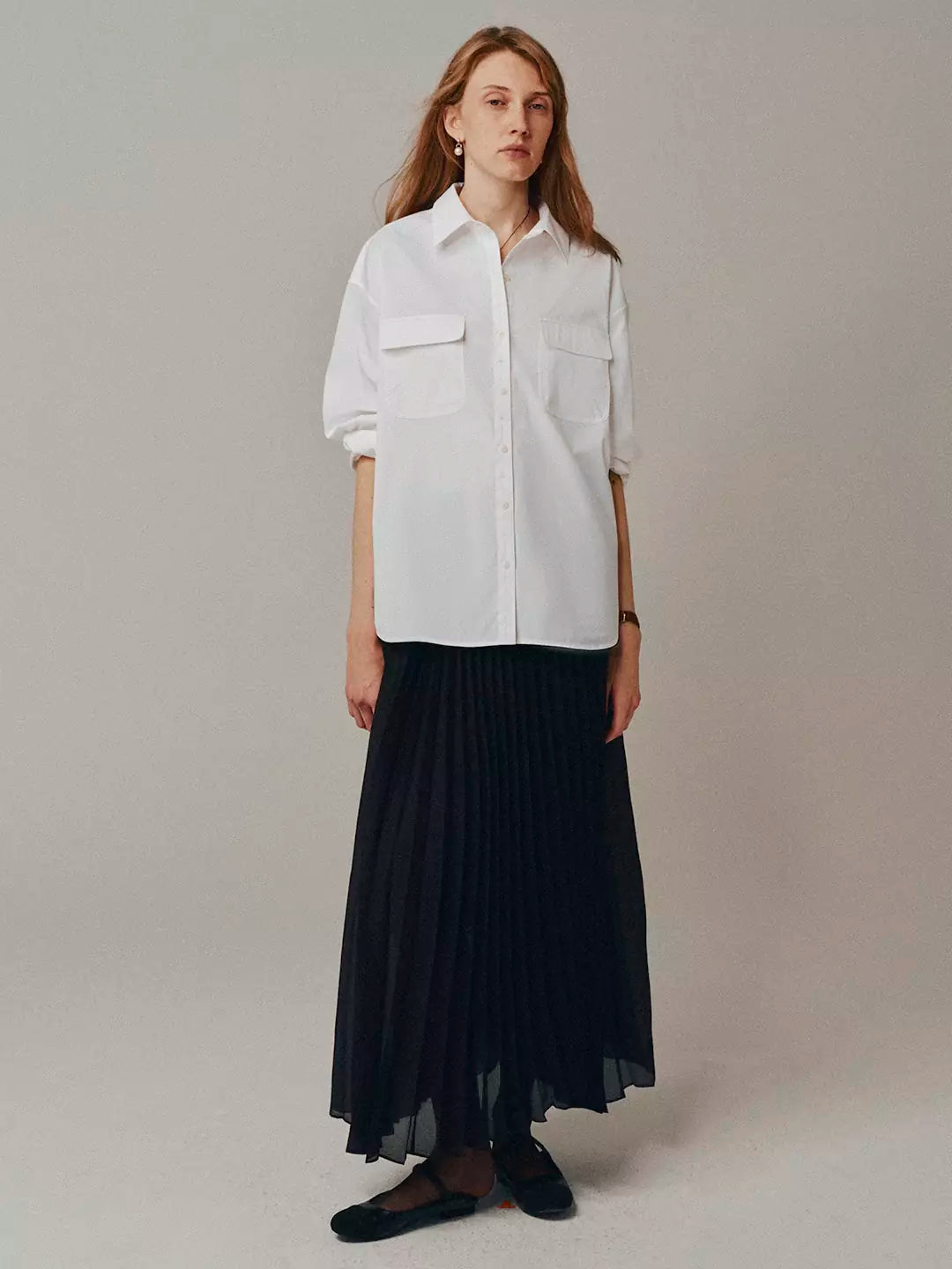 Elegant and Classic Pleated Flowing Midi Skirt