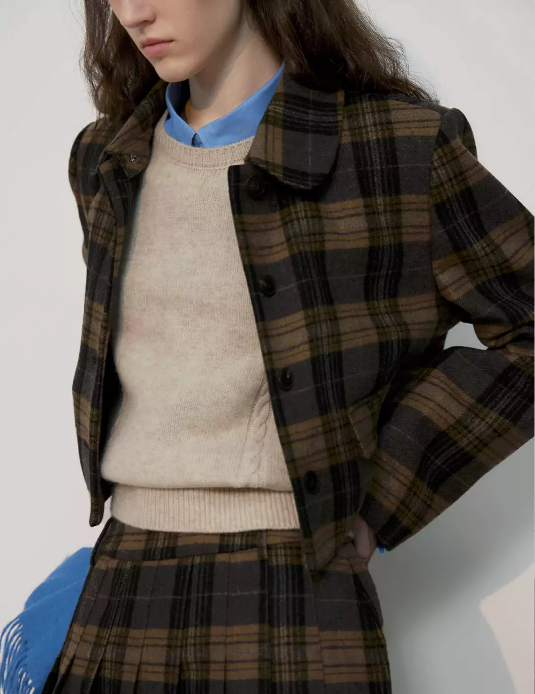 British Style Plaid Wool Coat