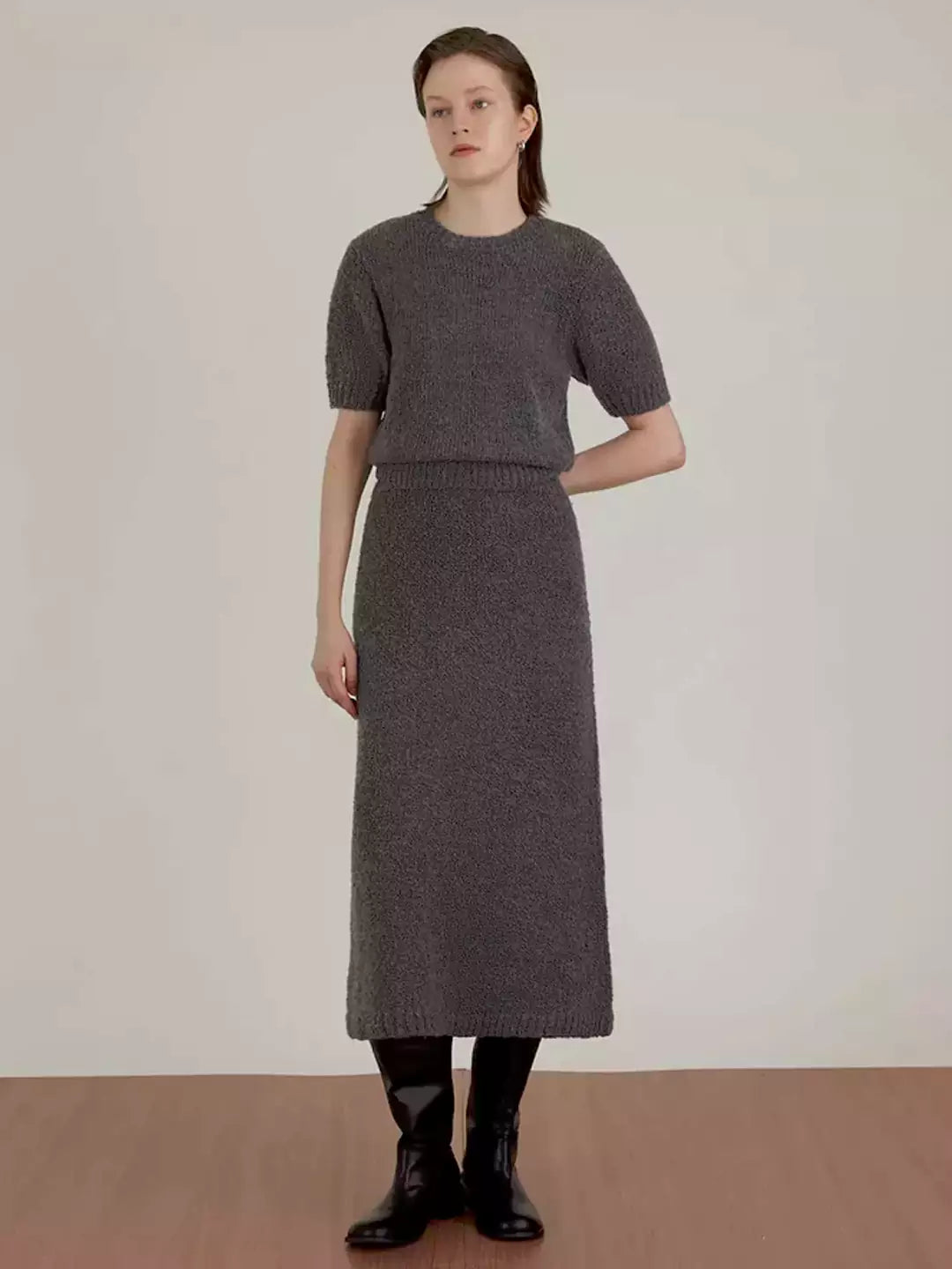 Rib-Knit A-Line Skirt