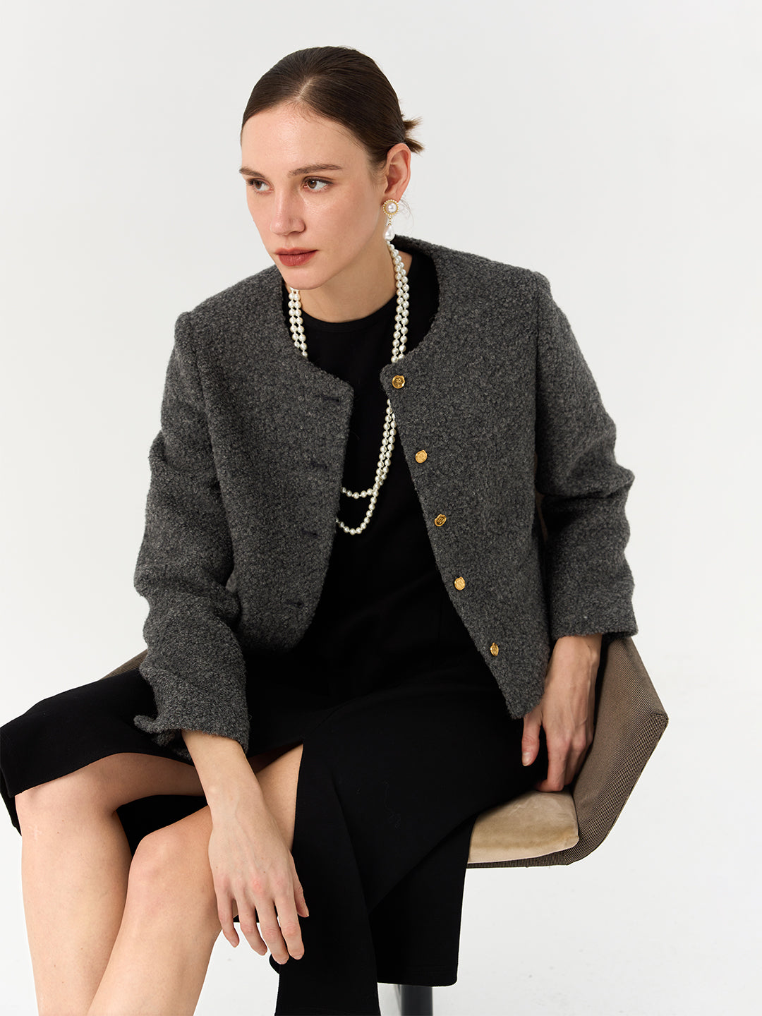 Wool Sequins Tweed Jacket