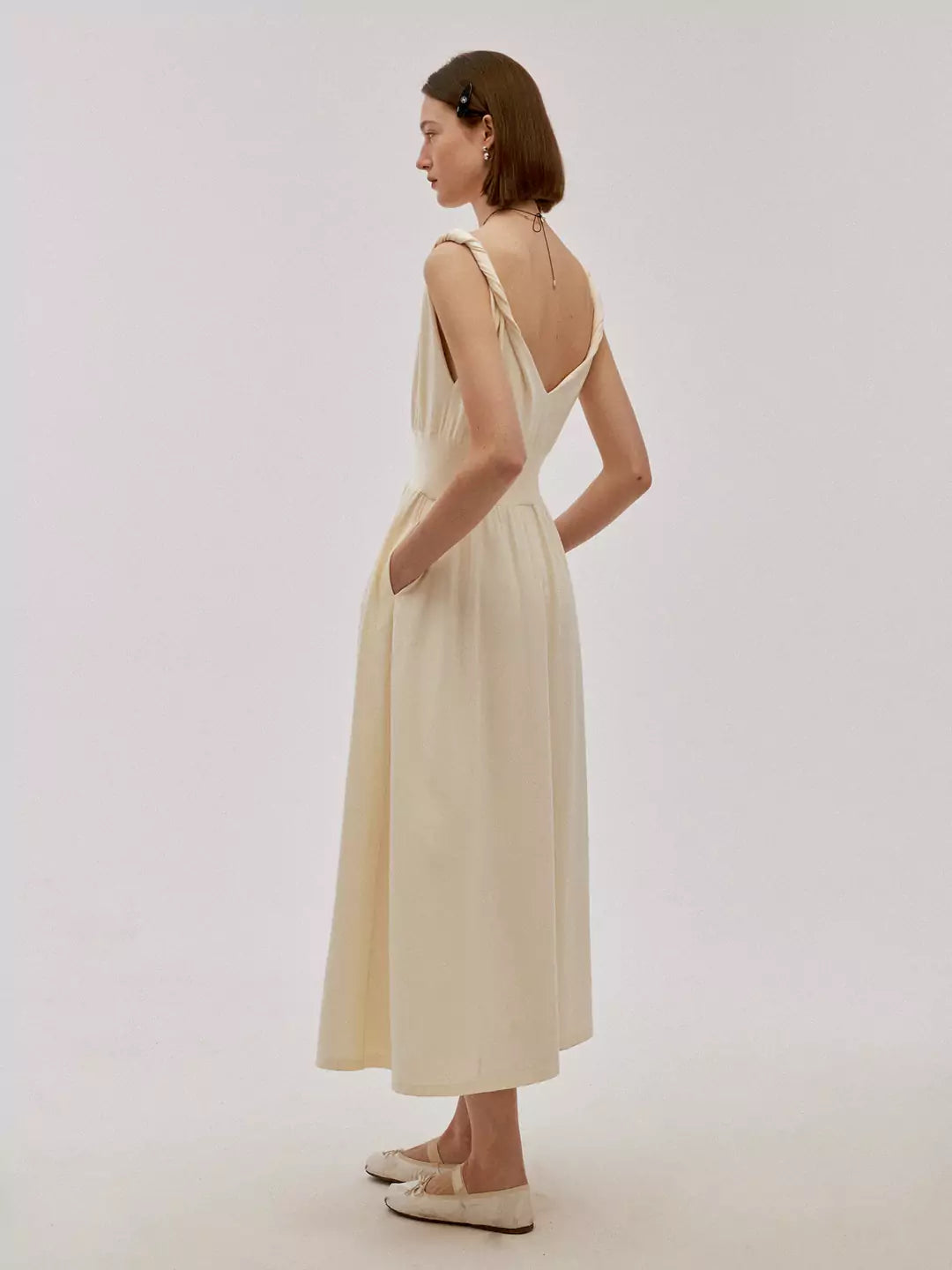 Solid Backless Strap Dress