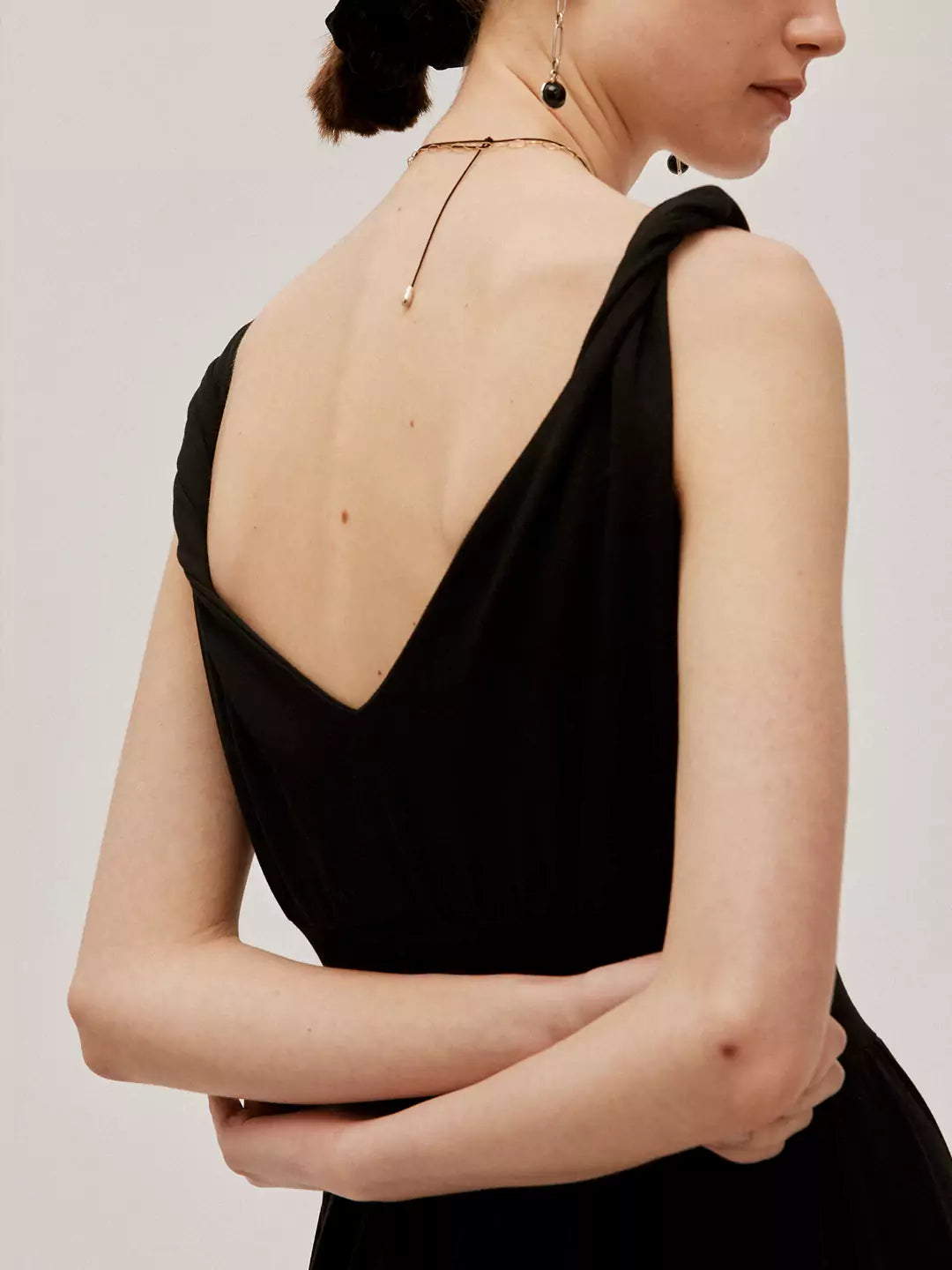 Solid Backless Strap Dress