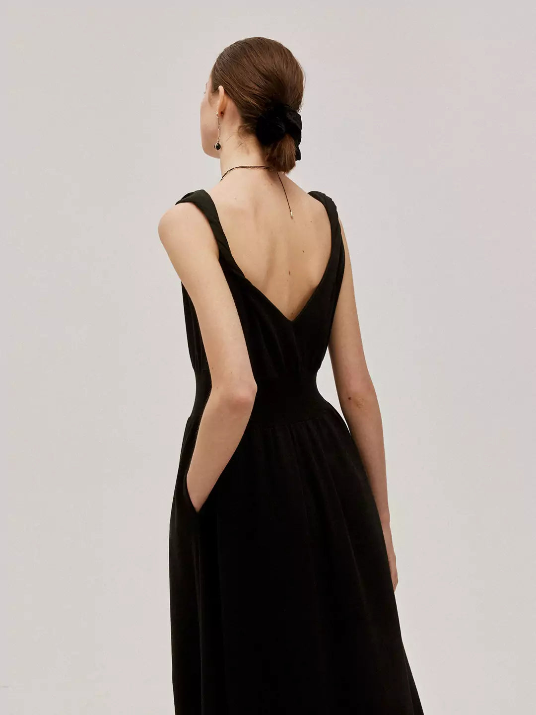 Solid Backless Strap Dress