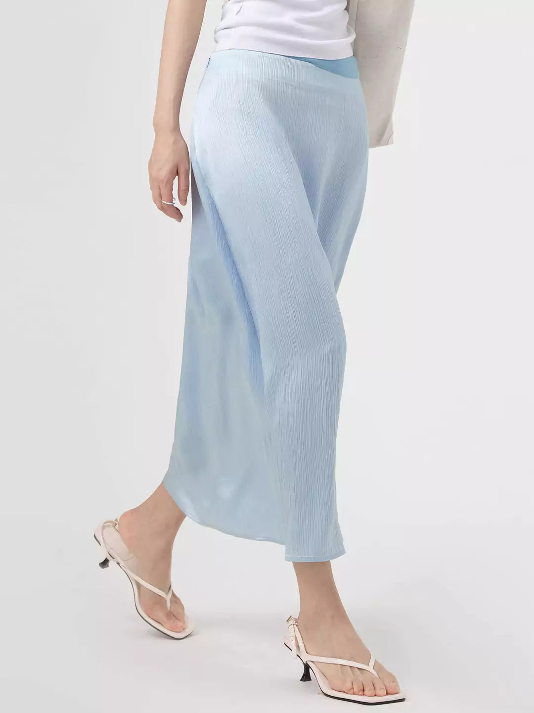 Acetate Twill Textured Basic A-Line Skirt