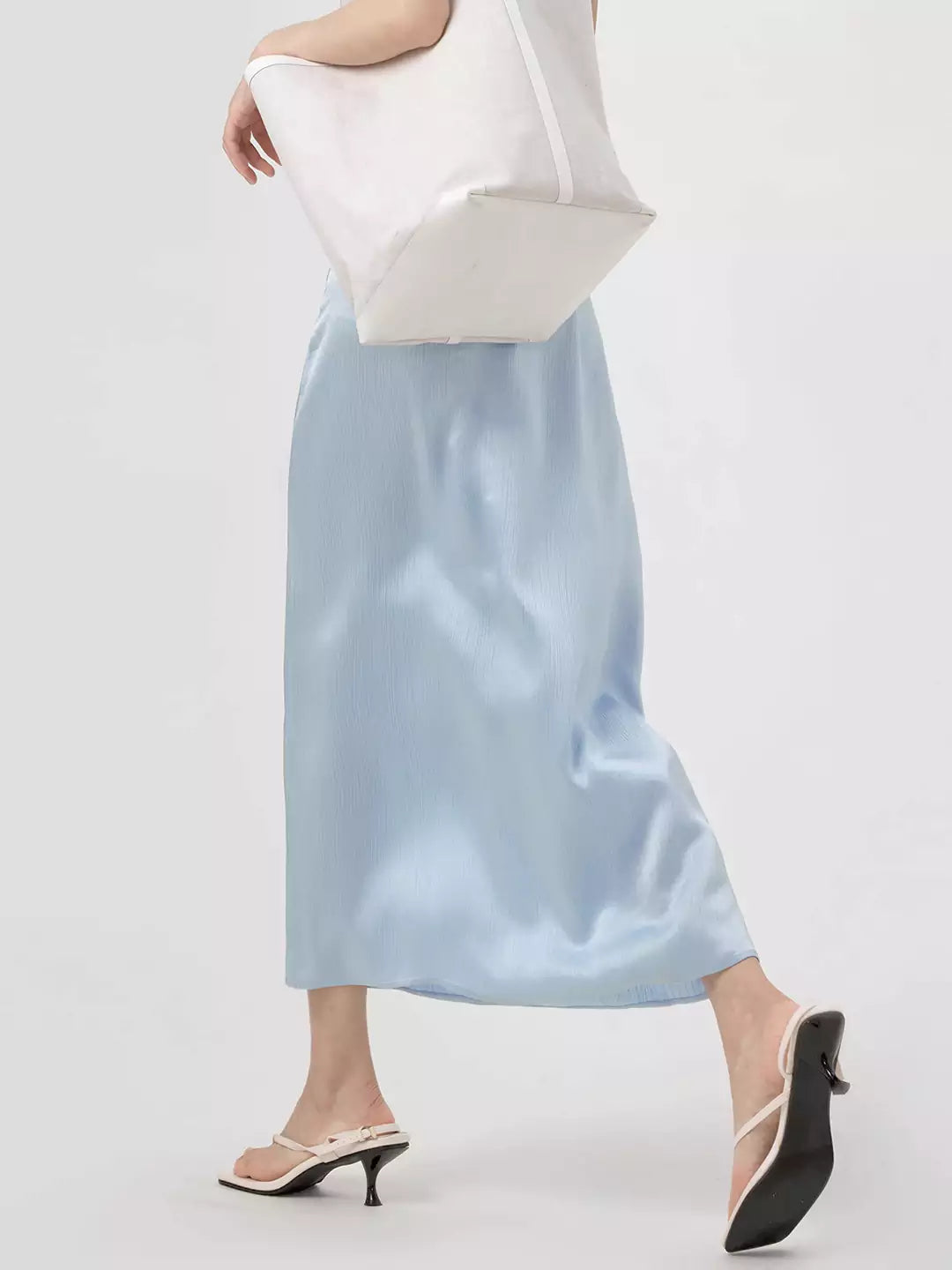 Acetate Twill Textured Basic A-Line Skirt