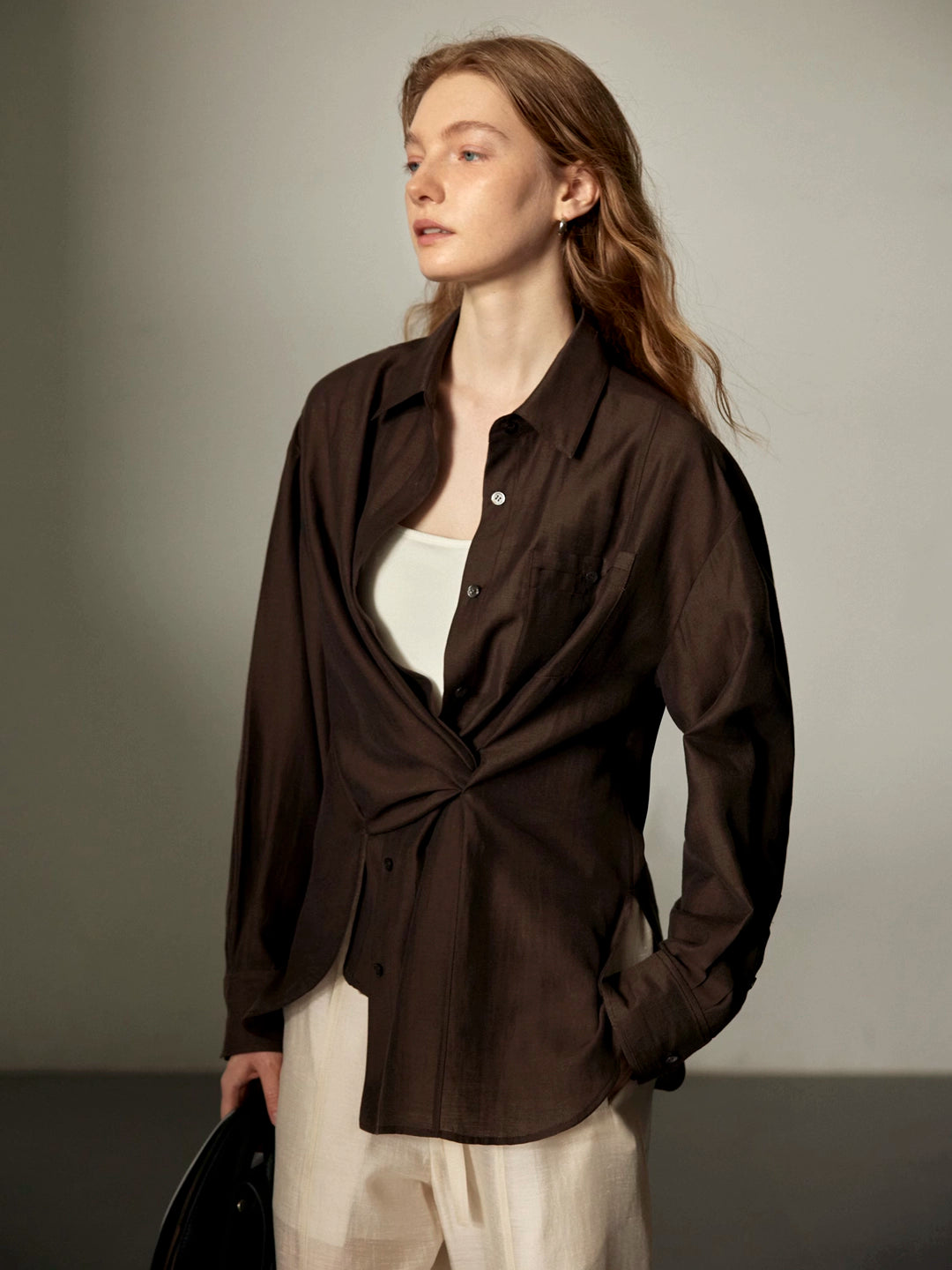 Semi-Sheer Acetate Linen Long-Sleeve Shirt