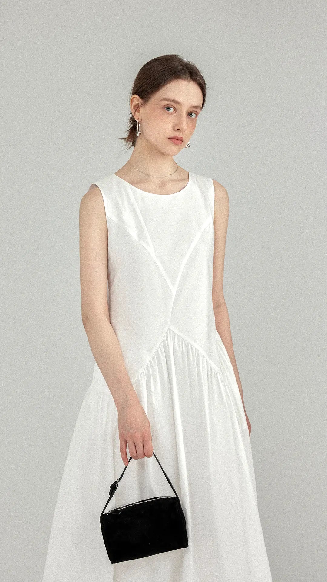 Asymmetrical Sleeveless A-Line Midi Dress